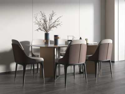 现代餐桌椅组合3D模型下载